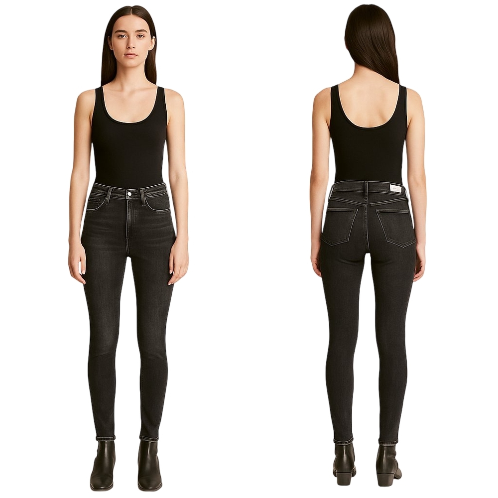 FRAME Le High Skinny Jeans Womens Size 27 Black Jackson Peak High Rise Stretch